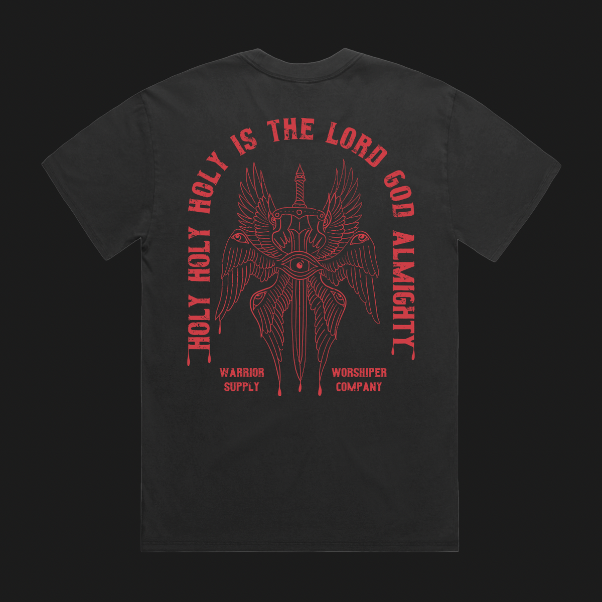 HOLY HOLY HOLY SERAPHIM  PREMIUM OVERSIZED TEE IN VINTAGE BLACK 7.5 oz