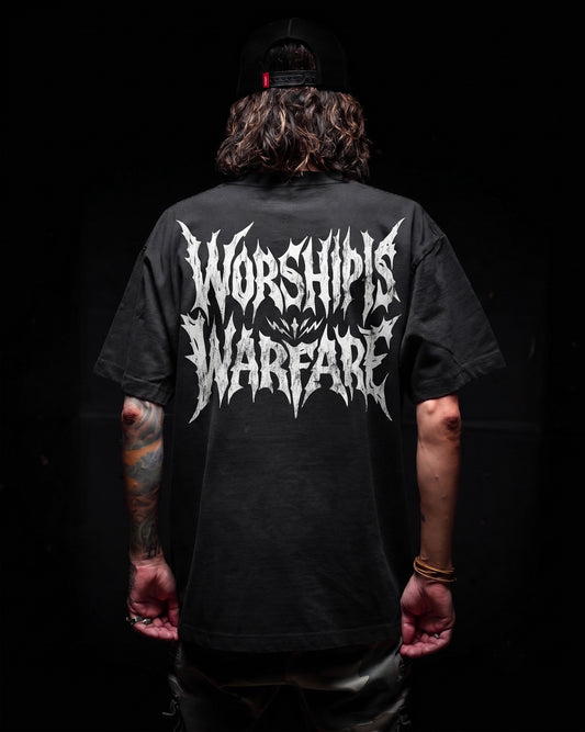 [NEW] WORSHIP IS WARFARE "METAL" PREMIUM OVERSIZED TEE IN RUSTIC BLACK 7.5 oz