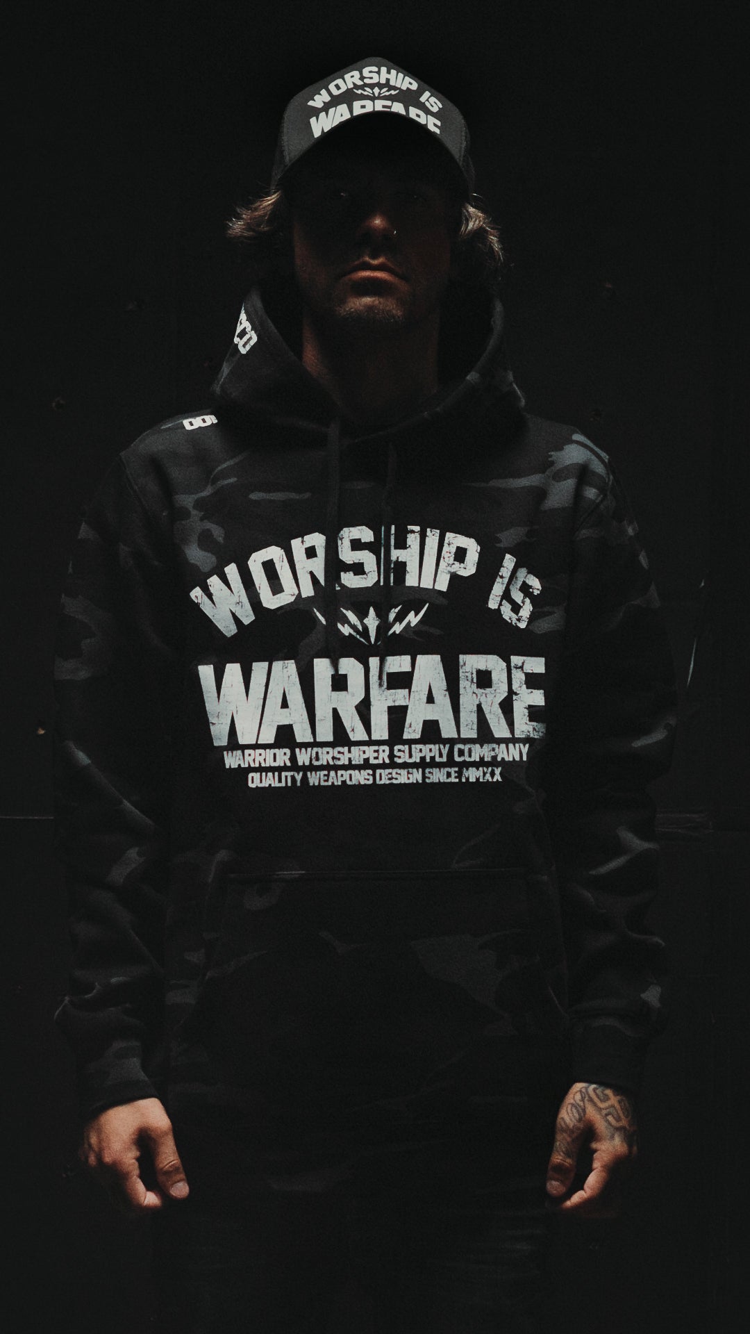 WORSHIP IS WARFARE V2 "PREMIUM" DARK CAMO HOODIE