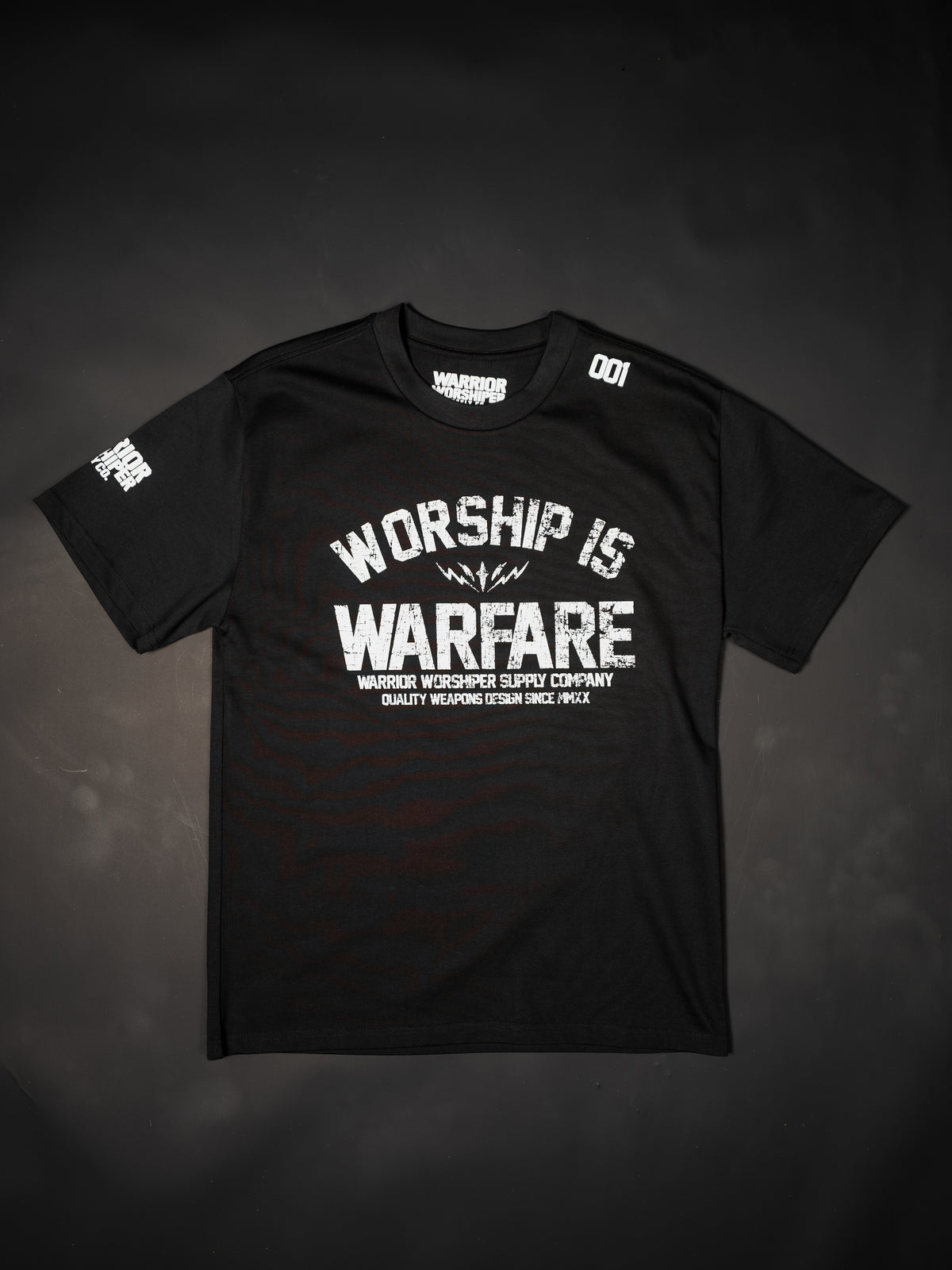WORSHIP IS WARFARE V2 "PREMIUM" HEAVY KNIT TEE IN BLACK